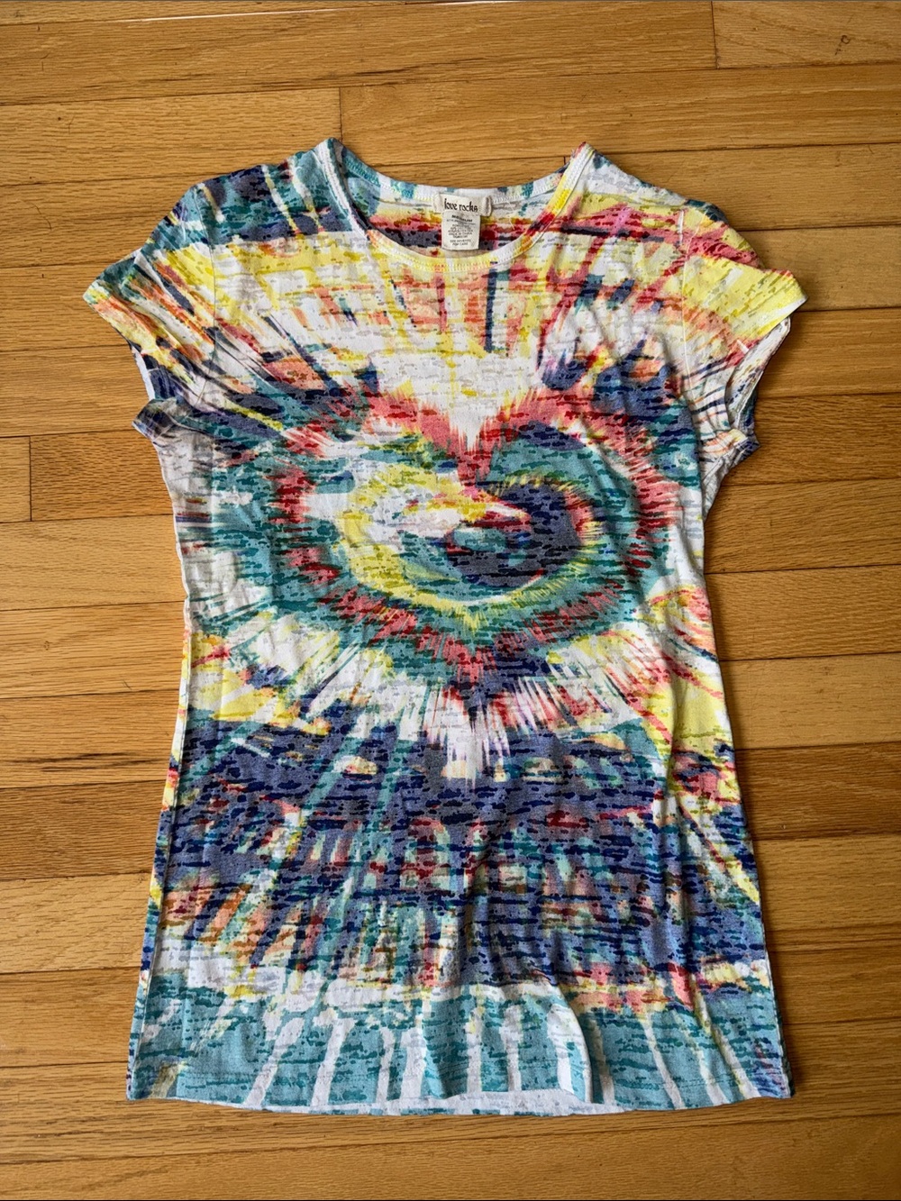Love rocks tie dye semi sheer t-shirt M